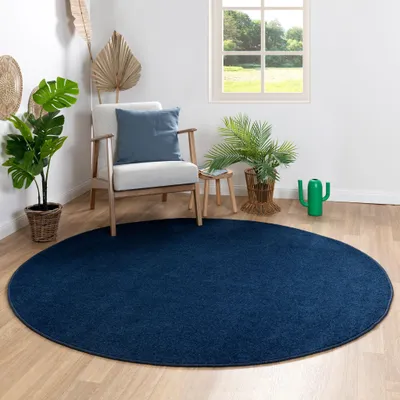 Produktbild von Steffensmeier Kurzflor Teppich Ibiza Wohnzimmerteppich modern, strapazierfähig und pflegeleicht, Blau, Größe: 200x200 cm