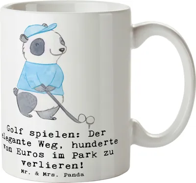 Produktbild von Mr. & Mrs. Panda Kaffeebecher Golf Eleganz - Weiß - Geschenk, Spaß, Tasse, Sportler, Pott, Teamsport, Missgeschicke, Teetasse, Geschenke, Spiel, Kaffeetasse, Becher