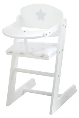 Produktbild von roba Puppenhochstuhl der Puppenmöbel-Serie 'Stella', weißer Puppenstuhl aus Holz für Babypuppen