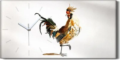 Produktbild von Wandkunst Leinwand Bild Uhr Geräuschlos 60x30 Zeichnung Tier Vogel Huhn Kunst - weiße Hände