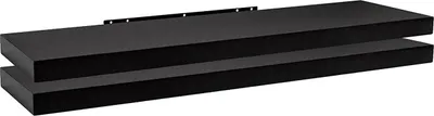 Produktbild von Set mit 2 schwebenden Wandregalen | Schwarz | 110x22,9x3,8 cm