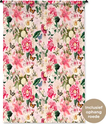 Produktbild von MuchoWow® Wandteppich Wandbehang Blumen - Insekten - Farben 120x180 cm Tapisserie Dekoration Wandtuch - Schlafzimmer - Dekorationen für das Haus