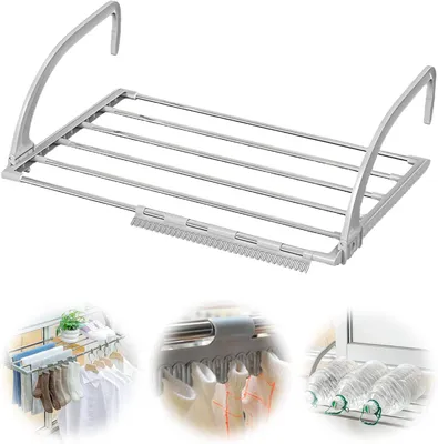 Produktbild von Wäscheständer faltbar, 44 bis 76 cm, Edelstahl, für Balkon und Heizung