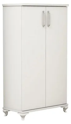 Image de Meuble à chaussures en bois MDF mélaminé blanc H 120 cm avec étagères