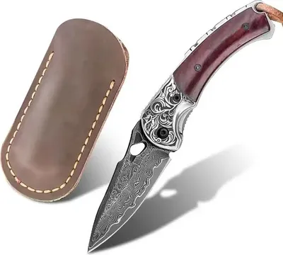 Produktbild von HARAHU HI-29033 Damast Klappmesser - Braun KP29033