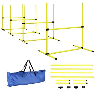 Productafbeelding van Hondensportset, horden/slagpalen/grondpalen, draagtas, robuust, geel