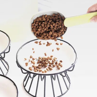 Produktbild von 6er Set Katzenteller, 15 cm/5.9 in Keramik Gebrannt Katzennapf Flach, Weiß Cat Bowl, verhindert Schnurrhaarmüdigkeit, Katzennäpfe,Katzennapf Keramik für Katzen und Kleintiere