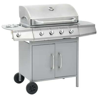 Produktbild von vidaXL Gasgrill 4+1 Flammen Silbern Edelstahl