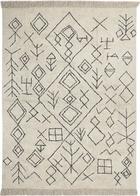 Produktbild von BELIANI Teppich Beige Baumwolle Rechteckig 160 x 230 cm Geometrisches Muster Fransen Handgetuftet Boho Kurzhaar Fußbodenheizung Geeignet Wohnzimmer