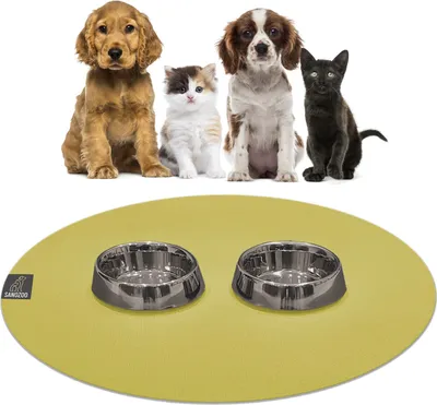 Immagine prodotto di SANOZOO® - Tappeto per ciotola, Oeko-Tex, rotondo 60 cm Giallo mango