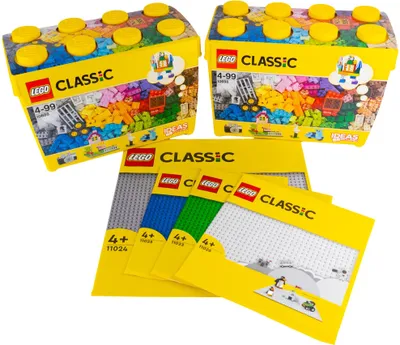 Produktbild von LEGO® Classic Bausteine 2 Boxen 4 Platten Set XL Kindergarten Kita Teile 1583 – Jede Mischung individuell zusammengestellt