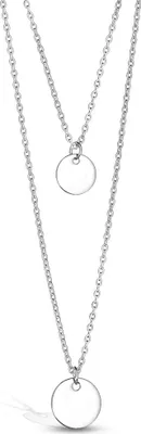 Produktbild von viva-adorno Edelstahl Damenkette mit Plättchen Coin Kette Halskette Runde Anhänger 50cm Länge HK43,silber