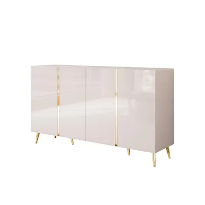 Produktbild von Kommode ONYX 4D Kaschmir auf goldenen Beinen Hochglanz 158 cm