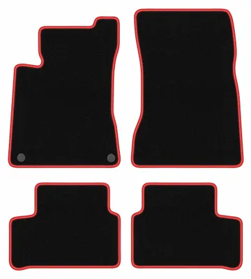 Image de Tapis de sol en moquette pour Mercedes B W247 2018- (monospace) – jeu 4 pièces, noir/rouge, sur mesure – Wielganizator CARLUX