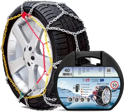 Productafbeelding van Snow Chains Made of Metal 9 mm and GS Tested Quick Assembly for Car, Van, SUV, with Tension, Size 40