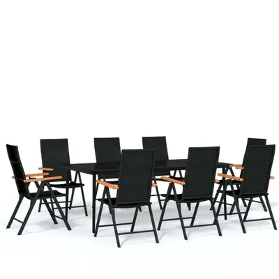 Produktbild von vidaXL 9-tlg. Garten-Essgruppe Schwarz