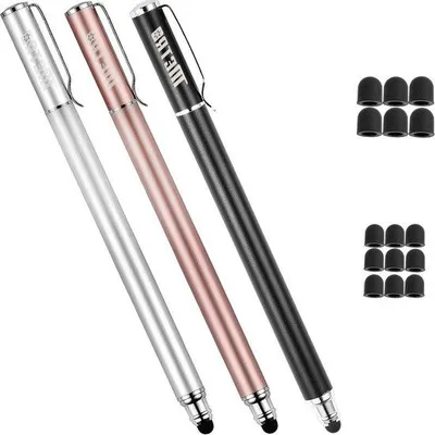 Produktbild von Famanu Stylus Touchstift 2-in-1 Funktion - Silber/Schwarz/Roségold