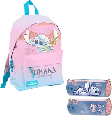Produktbild von Disney Lilo und Stitch Mädchen Rucksack Schultasche Federtasche 39x29x12 cm