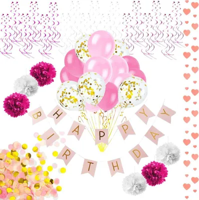 Produktbild von Oblique Unique Happy Birthday Geburtstag Party Feier Deko Set - Girlanden Ballons uvm