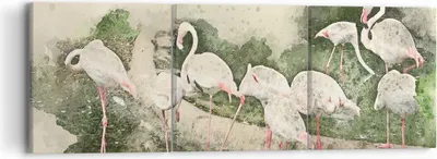 Produktbild von Bild auf Leinwand - Leinwandbild - Flamingo Vogel Wasser - 90x30cm - Wand Bild - Wanddeko - Leinwanddruck - Bilder - Kunstdruck - Wanddekoration - Leinwand bilder - Wandkunst - CA90x30-3462