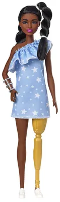 Image de Mattel Barbie Fashionistas Poupée aux cheveux noirs avec prothèse de jambe