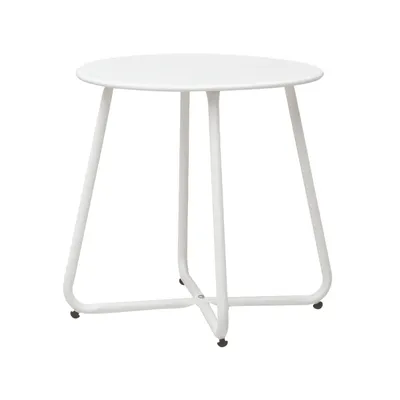 Produktbild von Homestyle4u Beistelltisch Gartentisch Weiß Metall Tisch Ablage Indoor Outdoor