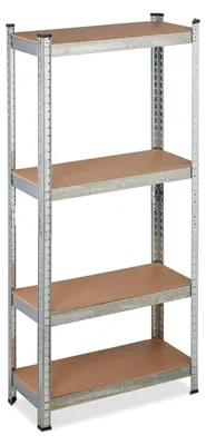 Produktbild von Relaxdays Schwerlastregal verzinkt, Traglast 700kg, 150x70x30 cm, 4 Böden, zum Stecken, Stahl, Lagerregal Keller, silber