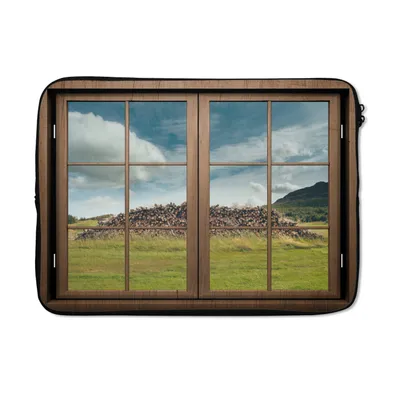 Produktbild von MuchoWow® Laptop Hülle 14 ZollDurchsichtig - Gras - Holz Laptoptasche - Laptoptasche - Stoßsicher - Schutzhaube