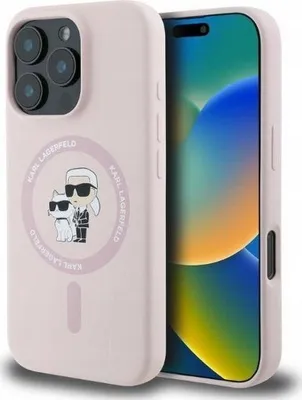 Image de KARL LAGERFELD étui pour IPHONE 16 compatible avec MagSafe KLHMP16SSCMKCRHP (Silicone KC Body Ring) rose