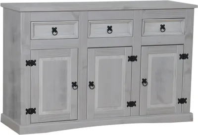 Zdjęcie produktu dla New Mexico szafa szerokość 132 cm, wysokość 84 cm  3 szuflady i 3 drzwi w szarości.