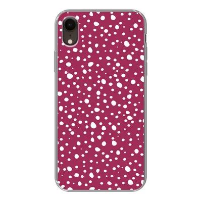 Produktbild von MuchoWow® Handyhülle Schutzhülle Hülle für iPhone XR Tupfen - Rot - Weiß Silikon Softcase Handy Hülle - Schutzdeckel
