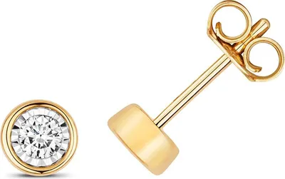 Produktbild von Funkelndes Feuer Klassische 9 Karat (375) Gold Diamant Paar Ohrstecker Brillant-Schliff 0.15 Karat H - I1 - 5mm*5mm; TRS353899KY
