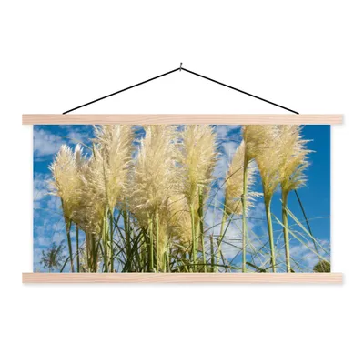 Produktbild von MuchoWow® Textilposter Pampasgras - Pflanze - Natur 120x60 cm mit holzfarbenen Rahmen - Klemmleiste