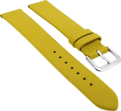 Produktbild von Uhrenarmband | Ersatzband aus Leder in gelb glatt | 33127, Stegbreite:14mm, Schließe:Silbern