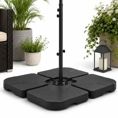 Immagine prodotto di Mucola supporto per ombrellone Peso per ombrellone set di 4 supporti per ombrellone riempibili con 60 litri d'acqua o 80 kg beige a croce supporto per ombrellone base per ombrellone