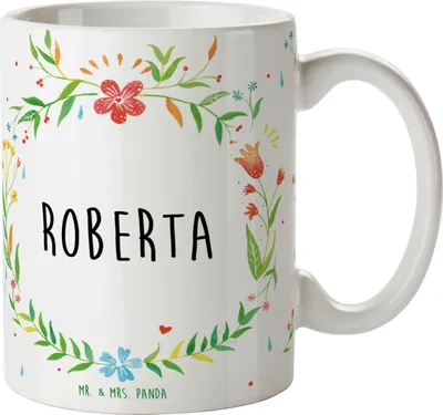 Produktbild von Mr. & Mrs. Panda Tasse Roberta - Geschenk, Kaffeebecher, Becher, Keramiktasse, haferl, Teetasse