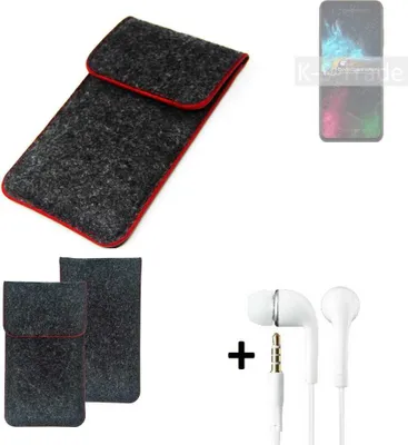 Produktbild von K-S-Trade Handy Schutz Hülle kompatibel mit Ulefone Note 12 Schutzhülle Handyhülle Filztasche Pouch Tasche Case Sleeve Filzhülle dunkelgrau roter