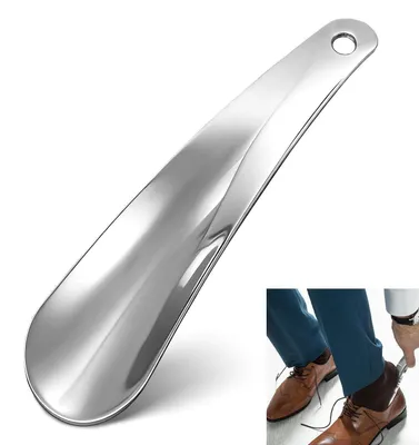 Produktbild von Schuhlöffel Metall 17cm Edelstahl für Herren Damen Kinder Senioren Aufhängeloch Tragbar Stabil