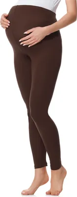 Image de Be Mammy Leggings de grossesse longs en coton BE20-230 (Marron, XL)