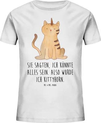 Produktbild von Mr. & Mrs. Panda Kleinkinder T-Shirt Einhorn Katze 5-6 Jahre (110/116) - Weiß - Geschenk, Glitzer, Teenager, Kurzarm Kinder, Unicorn, Mieze, Baumwoll, Kindershirt