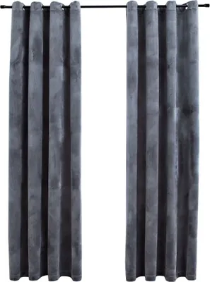 Produktbild von vidaXL Verdunkelungsvorhänge mit Ösen 2 Stk. Samt Anthrazit 140x175 cm