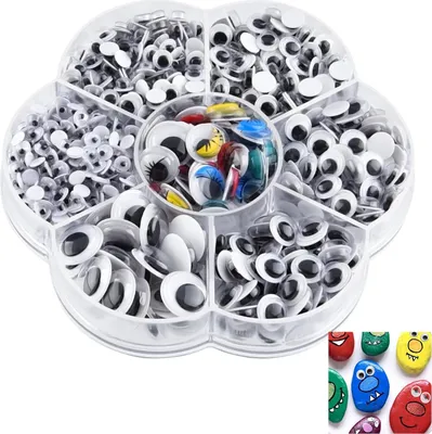 Produktbild von 700 Stück Selbstklebende Wackelaugen 4mm bis 12mm Kulleraugen Selbstklebend Basteln Wackelaugen Klein Kunststoff Augen für Scrapbooking Kunsthandwerk Zubehör
