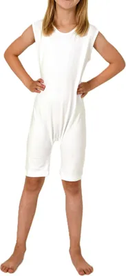 Obrázok produktu pre Detské body bez rukávov – UNISEX – so zipsom na nohaviciach; biele,