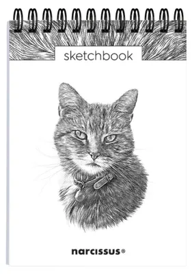 Image de Carnet de croquis artistique A6, motif chat, 60 feuilles, 120 g/m², spirale