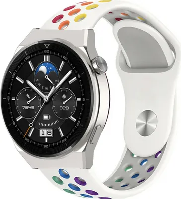 Produktbild von Strap-it Huawei Watch GT 3 Pro 46mm Sportarmband (Weiß Bunt)