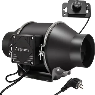 Image de Ventilateur de gaine réglable - Ventilateur d'extraction 100 mm - 363 m³/h - Moteur EC - 30 W - Prise européenne - Noir
