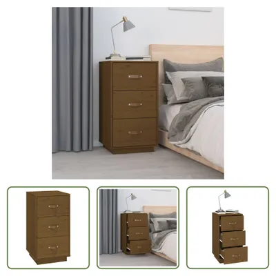 Produktbild von The Living Store Nachttisch Honigbraun 40x40x75 cm Massivholz Kiefer
