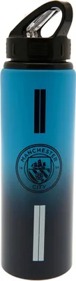 Obrázok produktu pre Manchester City FC - Fľaša na vodu, pruhovaná, hliníková TA9288 (jedna veľkosť) (modrá/čierna/biela)