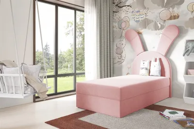 Produktbild von Kinderbett Polsterbett Bett MATILDA 100x200cm in Stoff Magic Velvet Rosa
