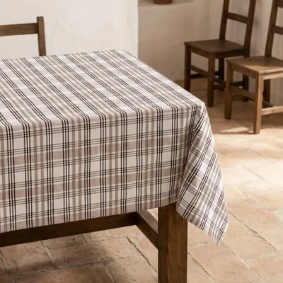 Tischdecke, kariert, fleckabweisend, 140 x 300 cm, Baumwoll-Leinen-Mix